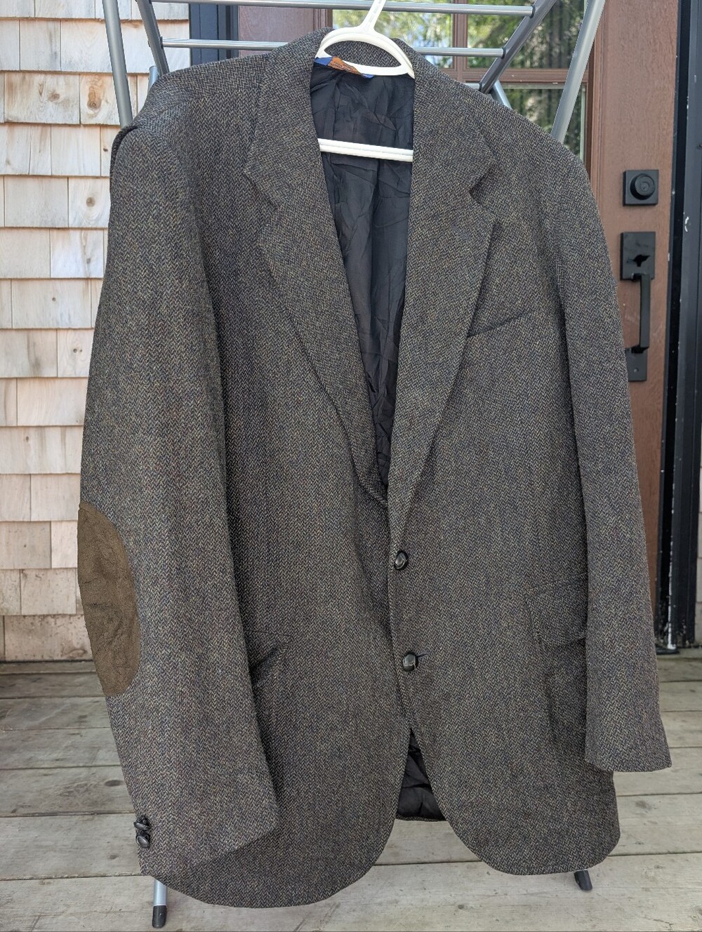 Pendleton Wool Herringbone Blazer Elbow Patches Sz 44 Long
